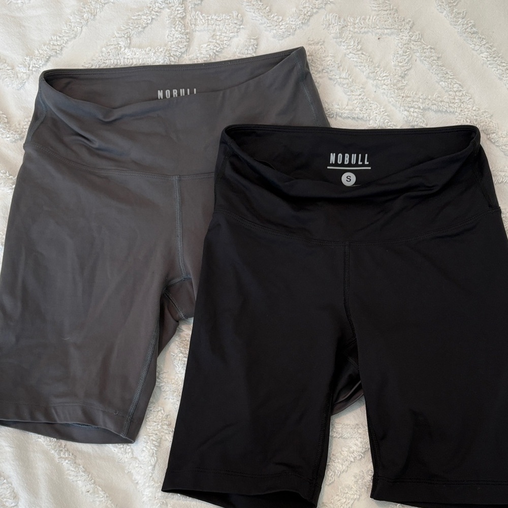 NOBULL Women's Charcoal and Black Bike Shorts